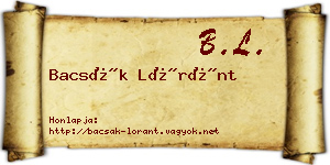 Bacsák Lóránt névjegykártya