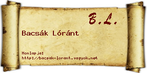 Bacsák Lóránt névjegykártya